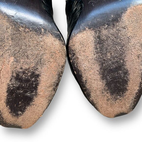 Stuart Weitzman Platform Heels Black Patent Leather Snakeskin Embossed Pumps - Picture 10 of 12